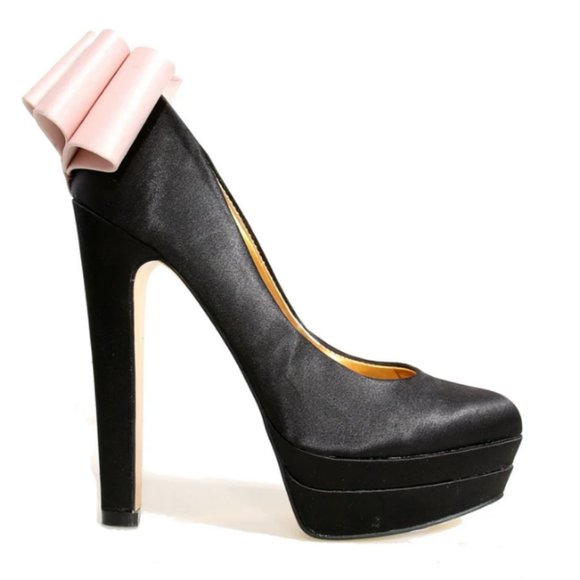 Ted Baker Black Satin Oaker Back Bow Heel shoe 6 - Picture 5 of 12